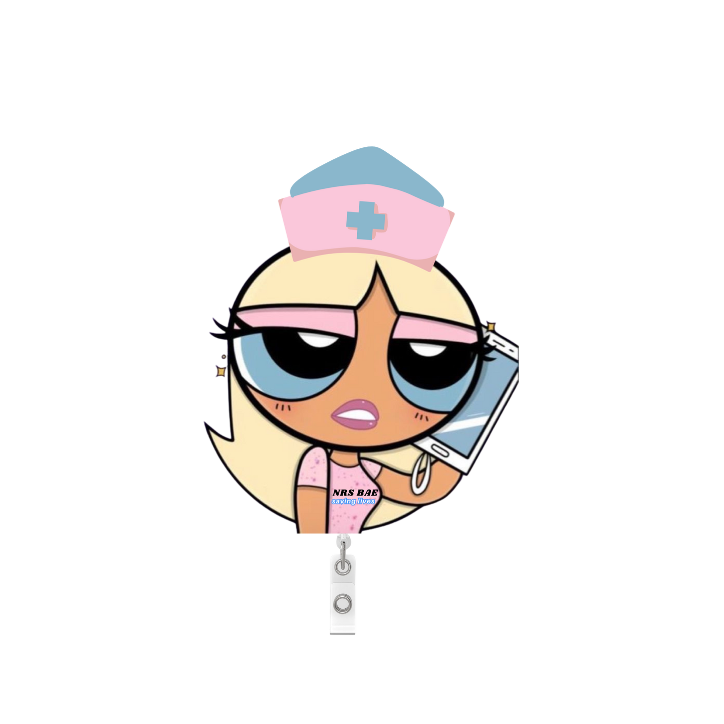 NEW! POWERPUFF GIRL Badge Reel- Medication Queen