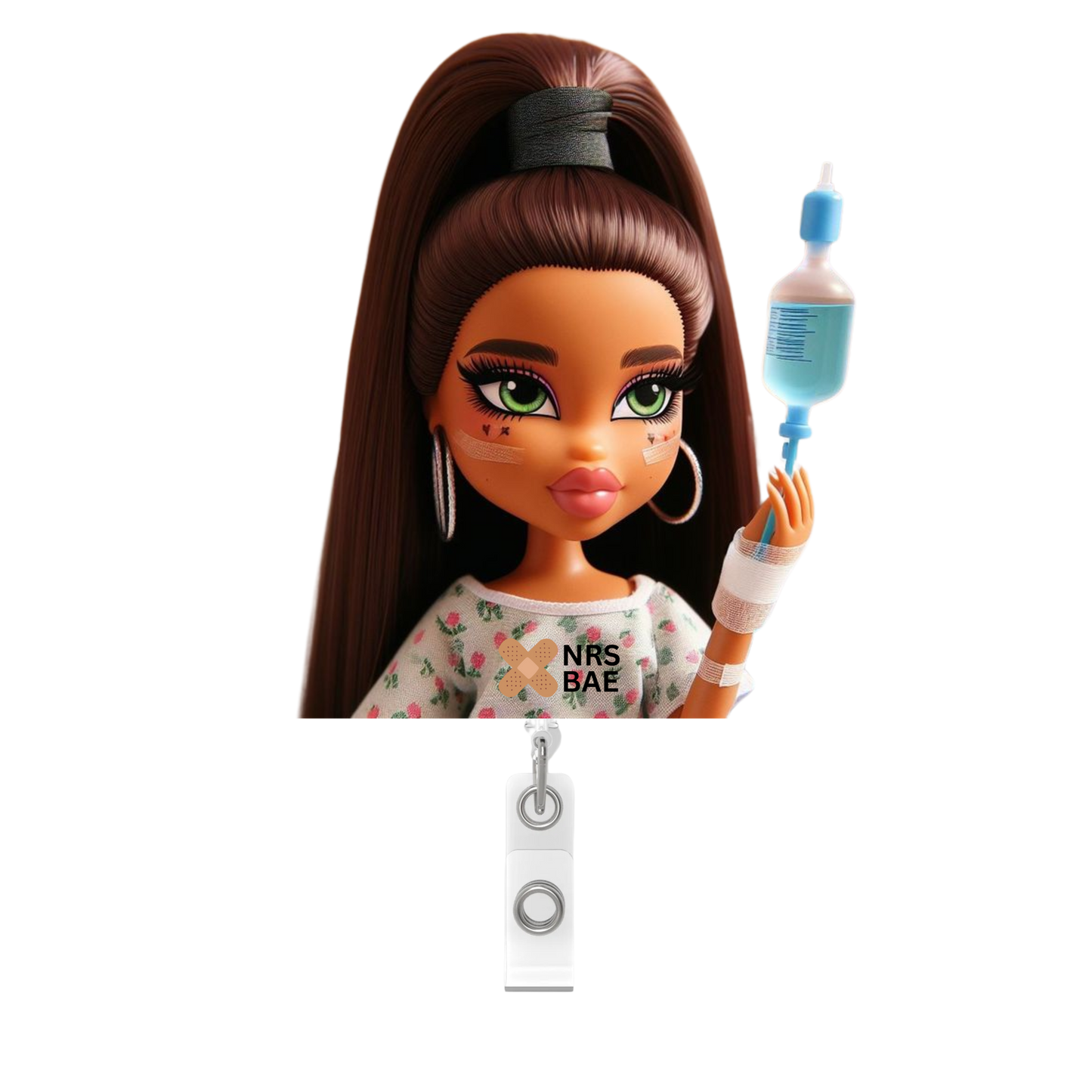 NEW! BRATZ DOLL PATIENT Badge Reel- Saddity Shots