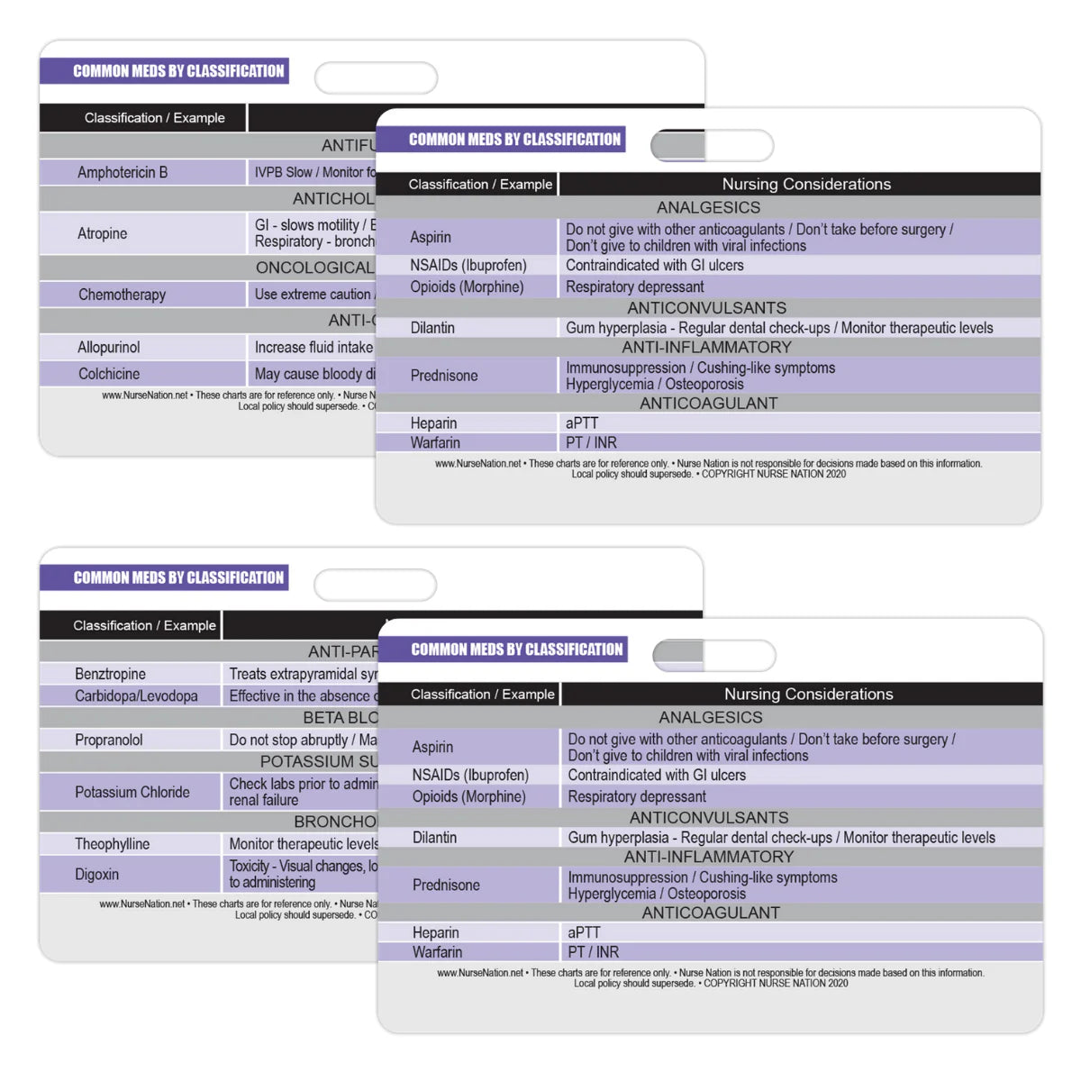 Common Medications by Classification Reference Badge Cards