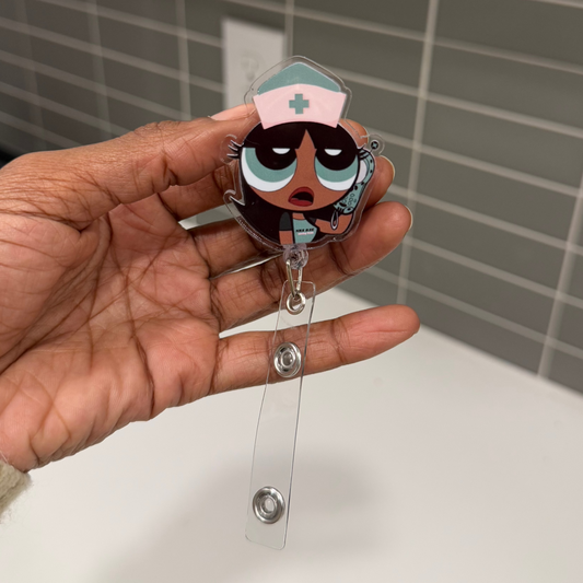 NEW! POWERPUFF GIRL Badge Reel- Medication Cutie
