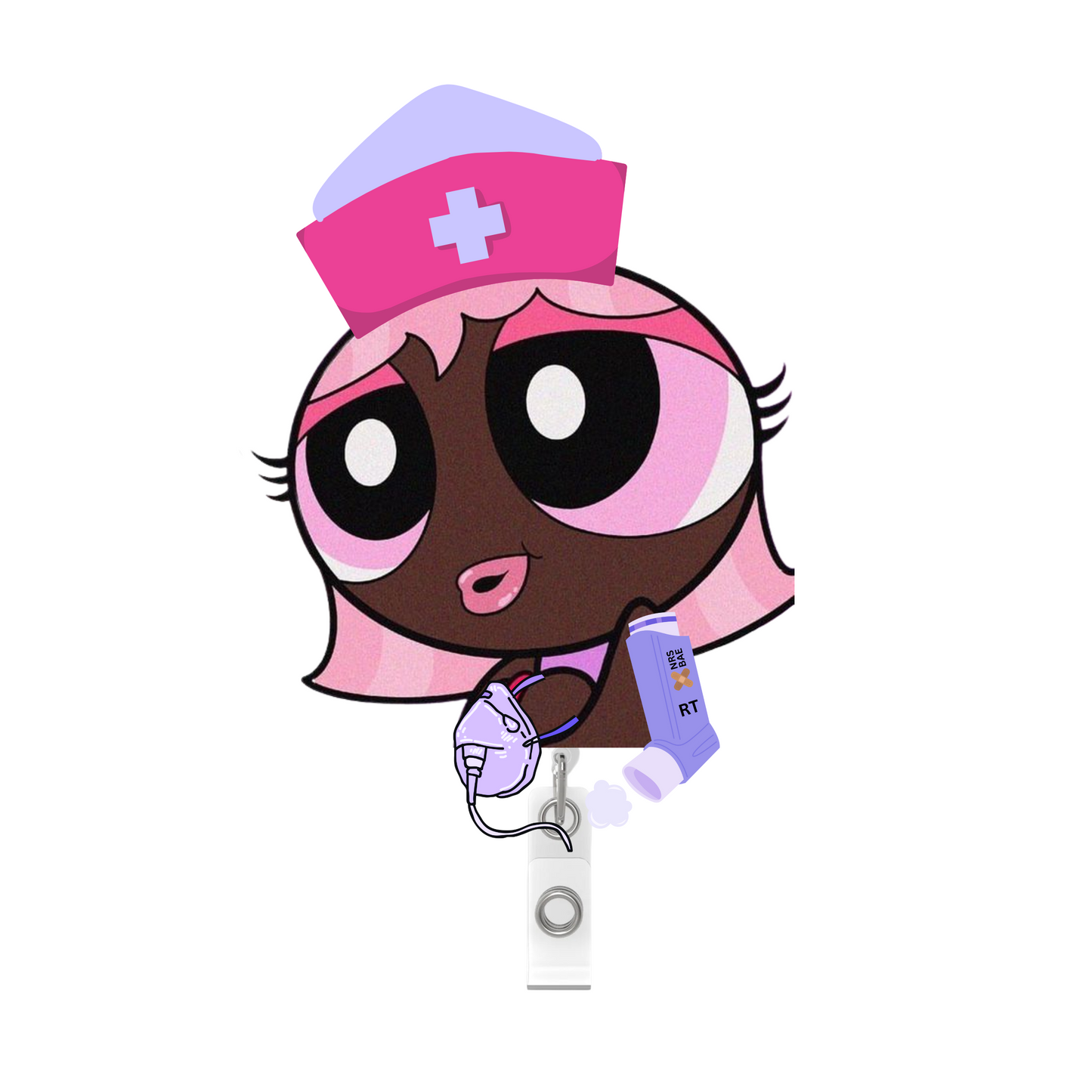 NEW! POWERPUFF GIRL Badge Reel- Miss Respiratory Therapist