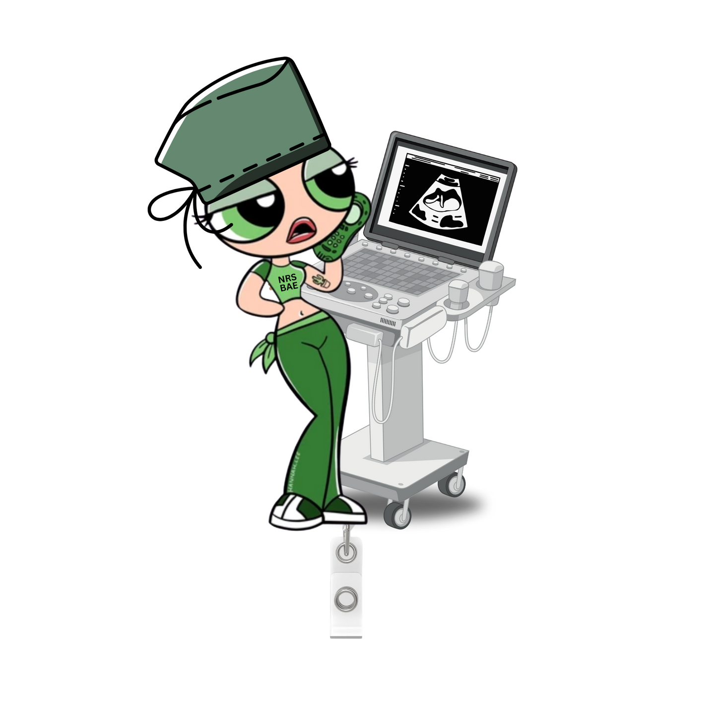 NEW! POWERPUFF GIRL Badge Reel- Ultrasound Hottie