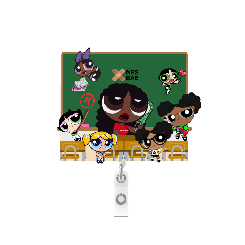 NEW! POWERPUFF GIRL Badge Reel- Ms. Teacher