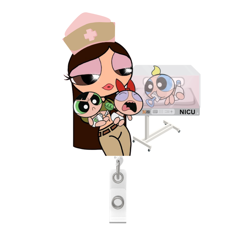 NEW! POWERPUFF GIRL Badge Reel- Nicu Puff