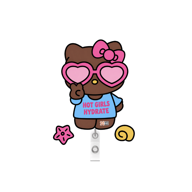 Hello Kitty Badge Reel- Hot Girls Hydrate