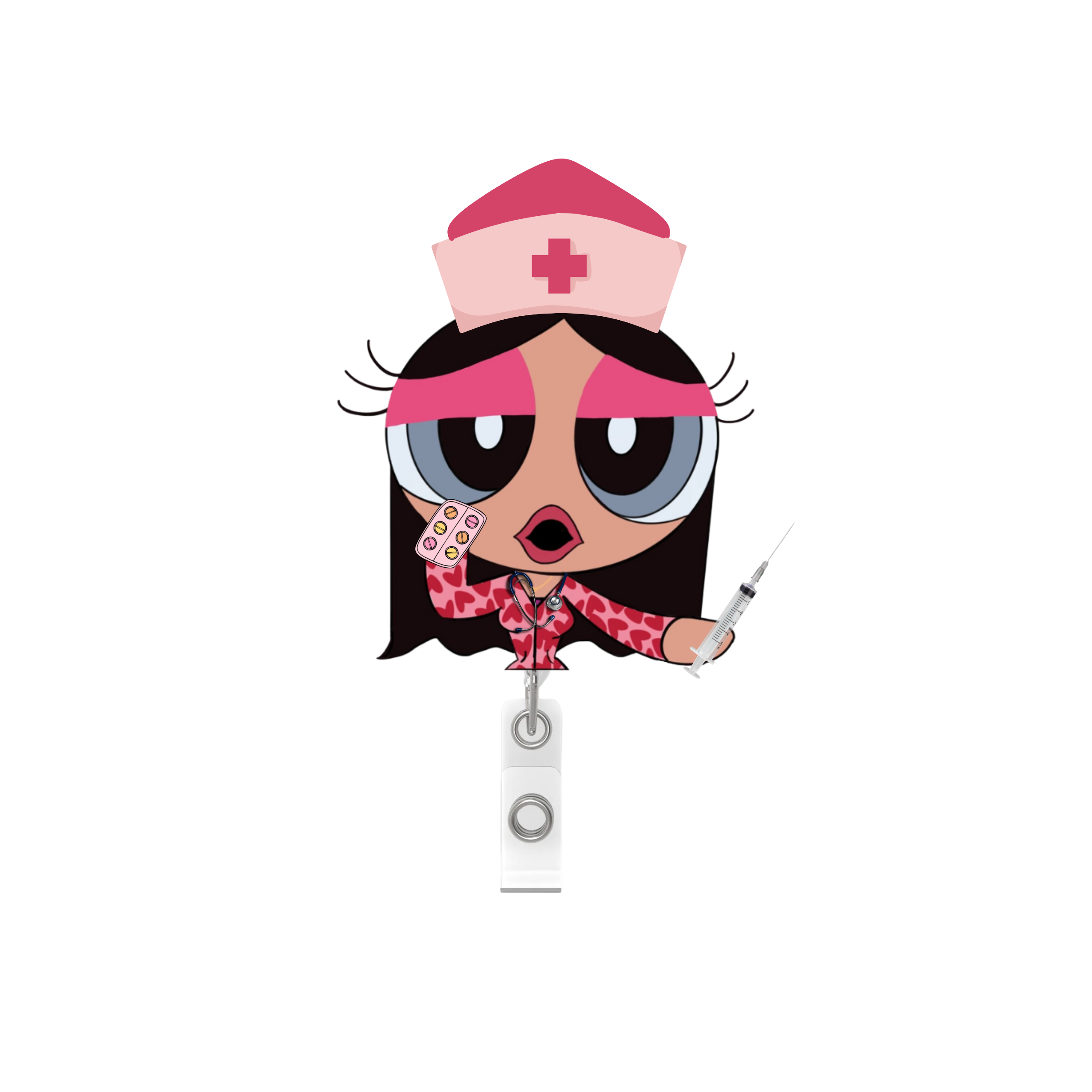 NEW! POWERPUFF GIRL Badge Reel- Hot Nurse