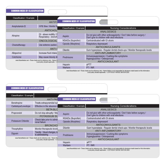 Common Medications by Classification Reference Badge Cards