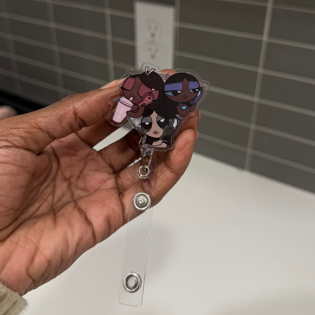 NEW! POWERPUFF GIRL Badge Reel- Medical Island PPG's