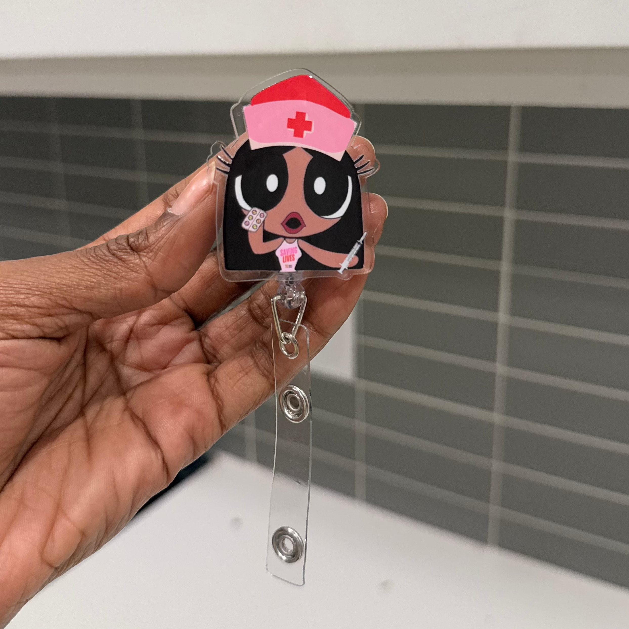NEW! POWERPUFF GIRL Badge Reel- IV Bae