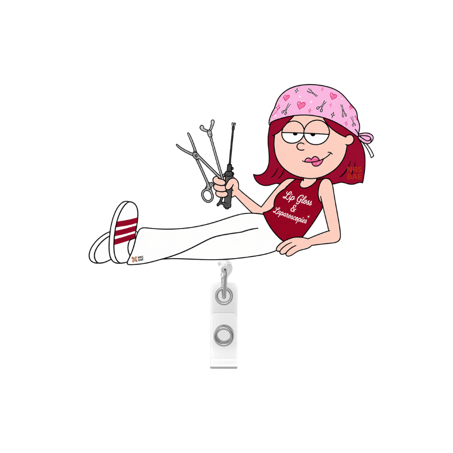 Lizzie McGuire Badge Reel- Lip Gloss & Laparoscopies