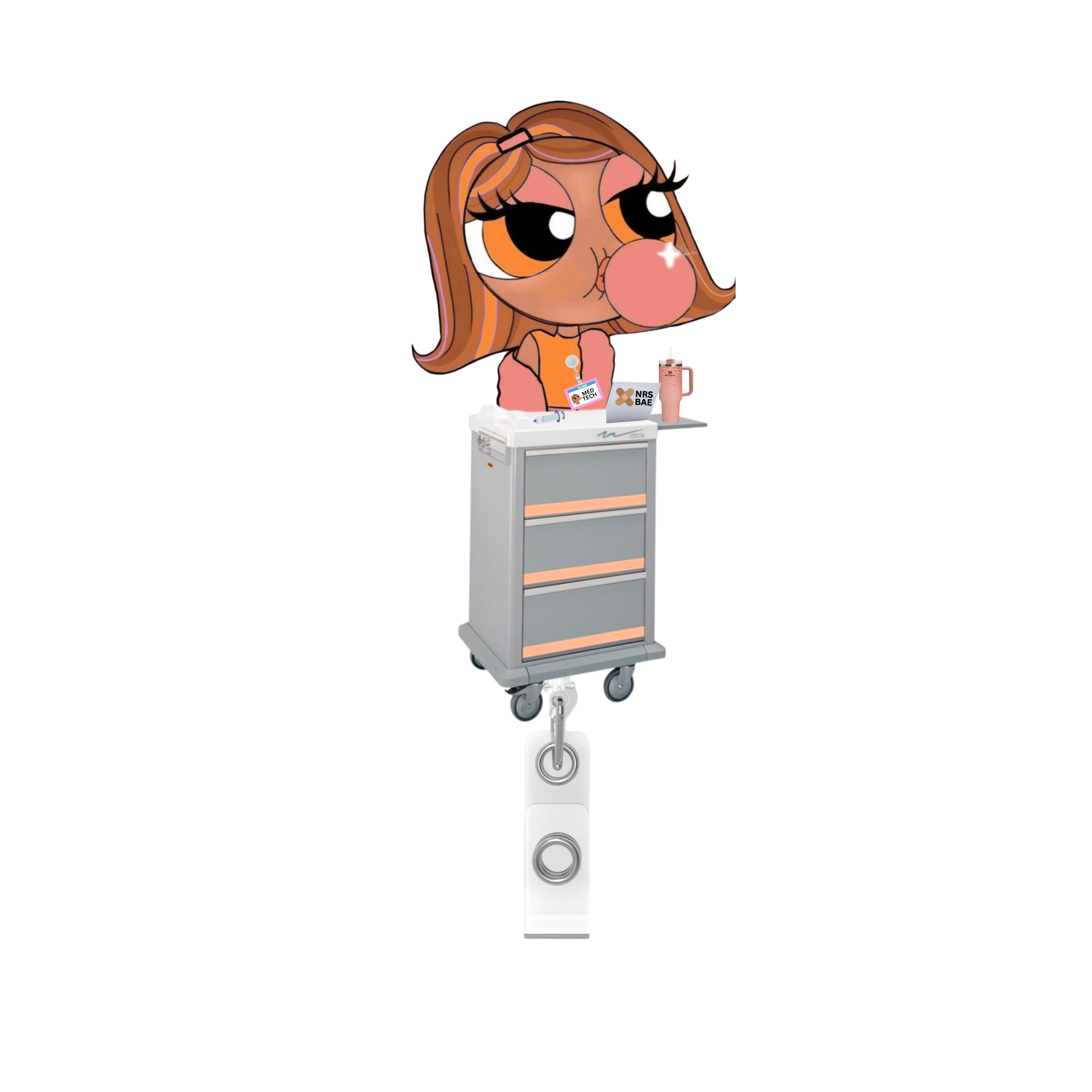 NEW! POWERPUFF GIRL Badge Reel- Med Tech BAE