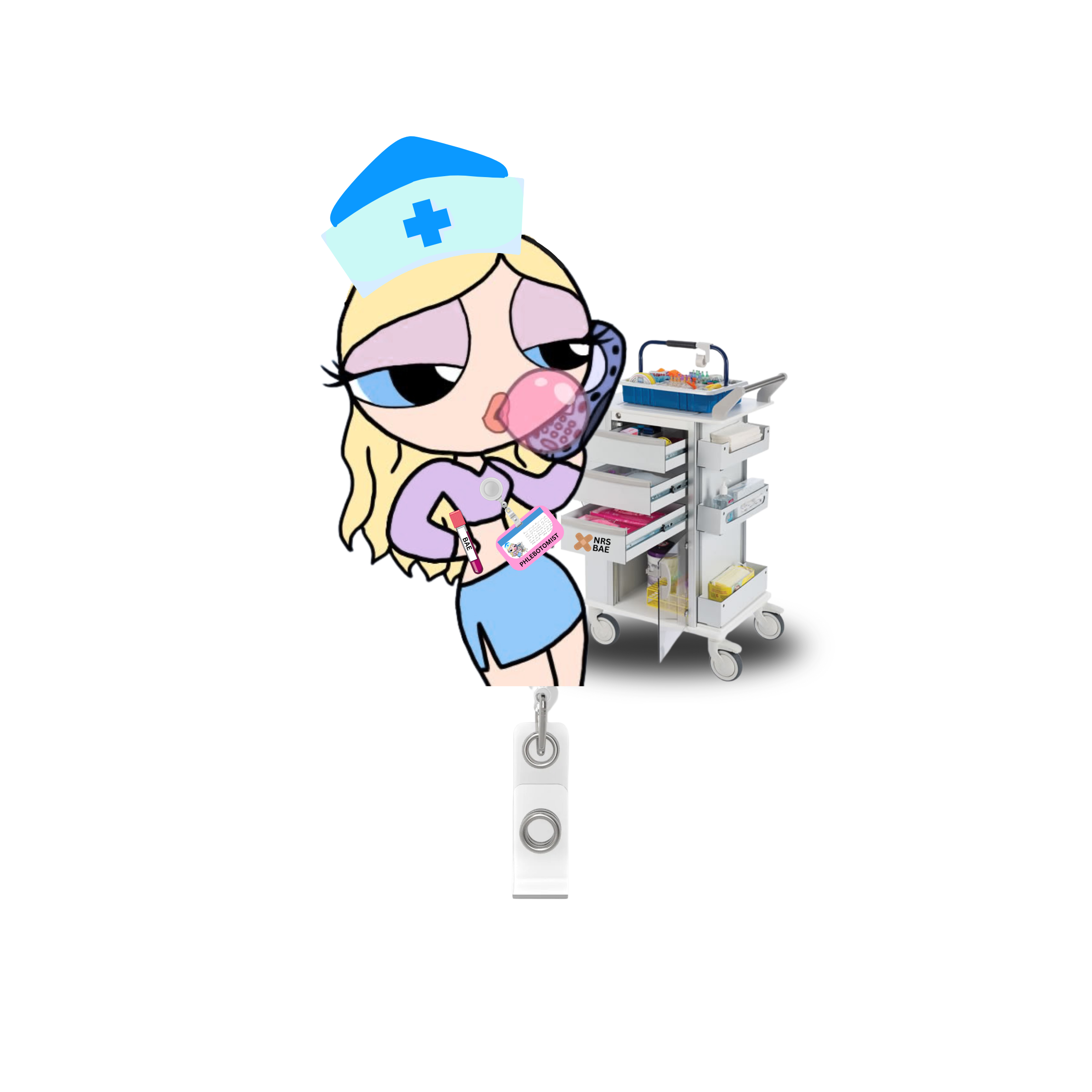 NEW! POWERPUFF GIRL Badge Reel- Phlebotomist BAE