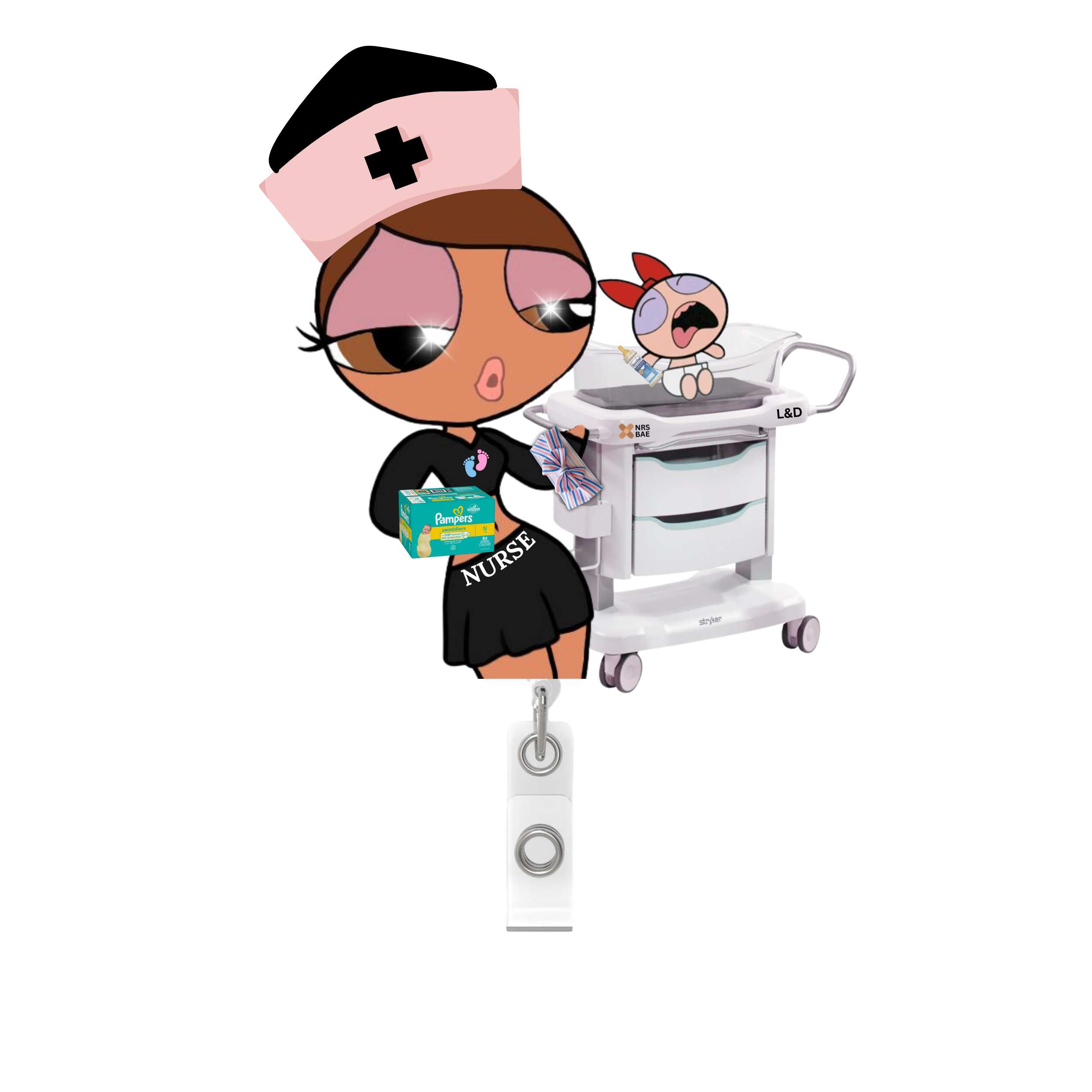 NEW! POWERPUFF GIRL Badge Reel-L&D Nurse Bae