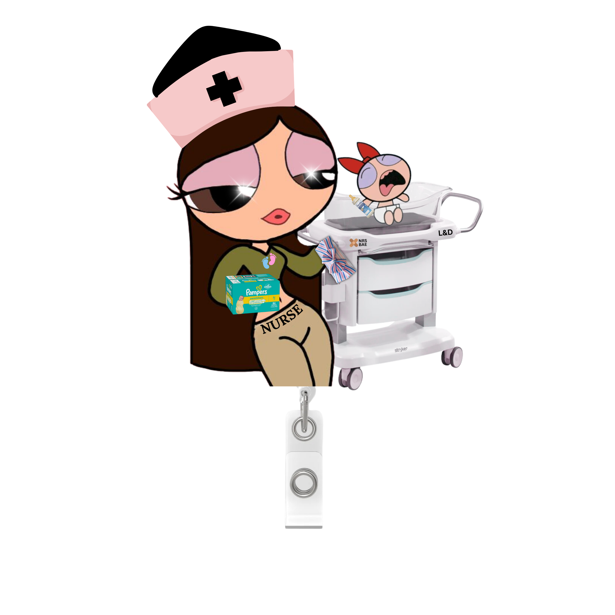 NEW! POWERPUFF GIRL Badge Reel-Miss L&D Nurse Bae