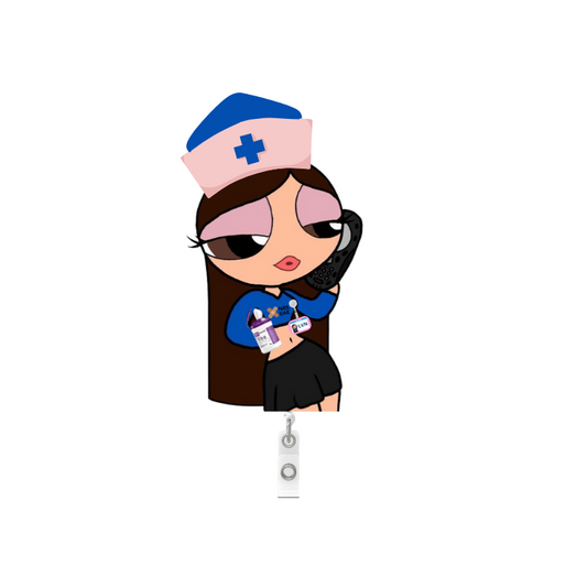NEW! POWERPUFF GIRL Badge Reel- That LVN BAE